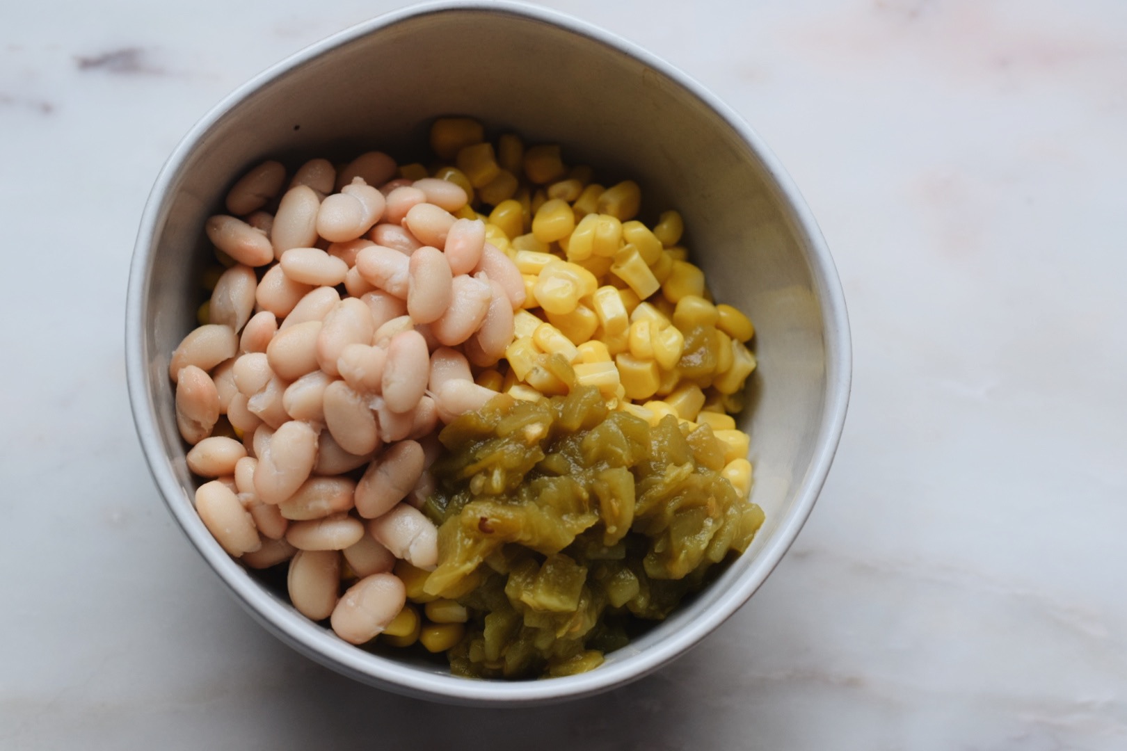 beans, corn and chilies in a bowl