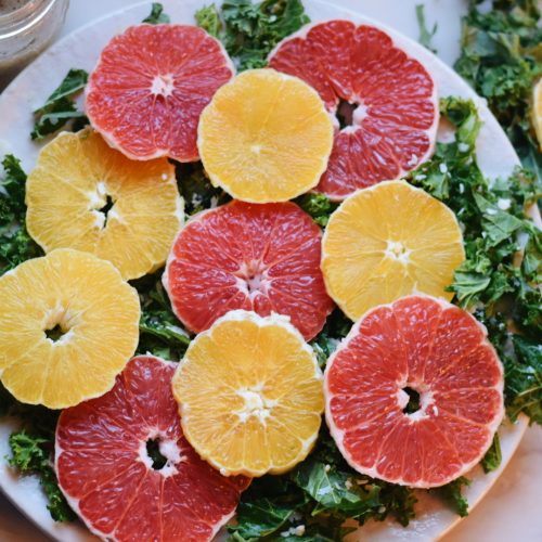 sliced citrus on a salad
